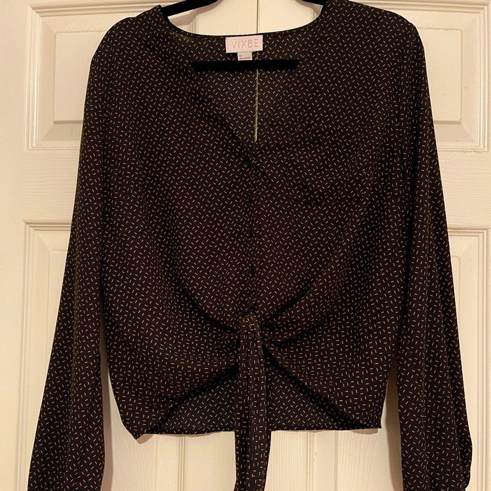 VIXBE Black tie shirt with gold print confetti